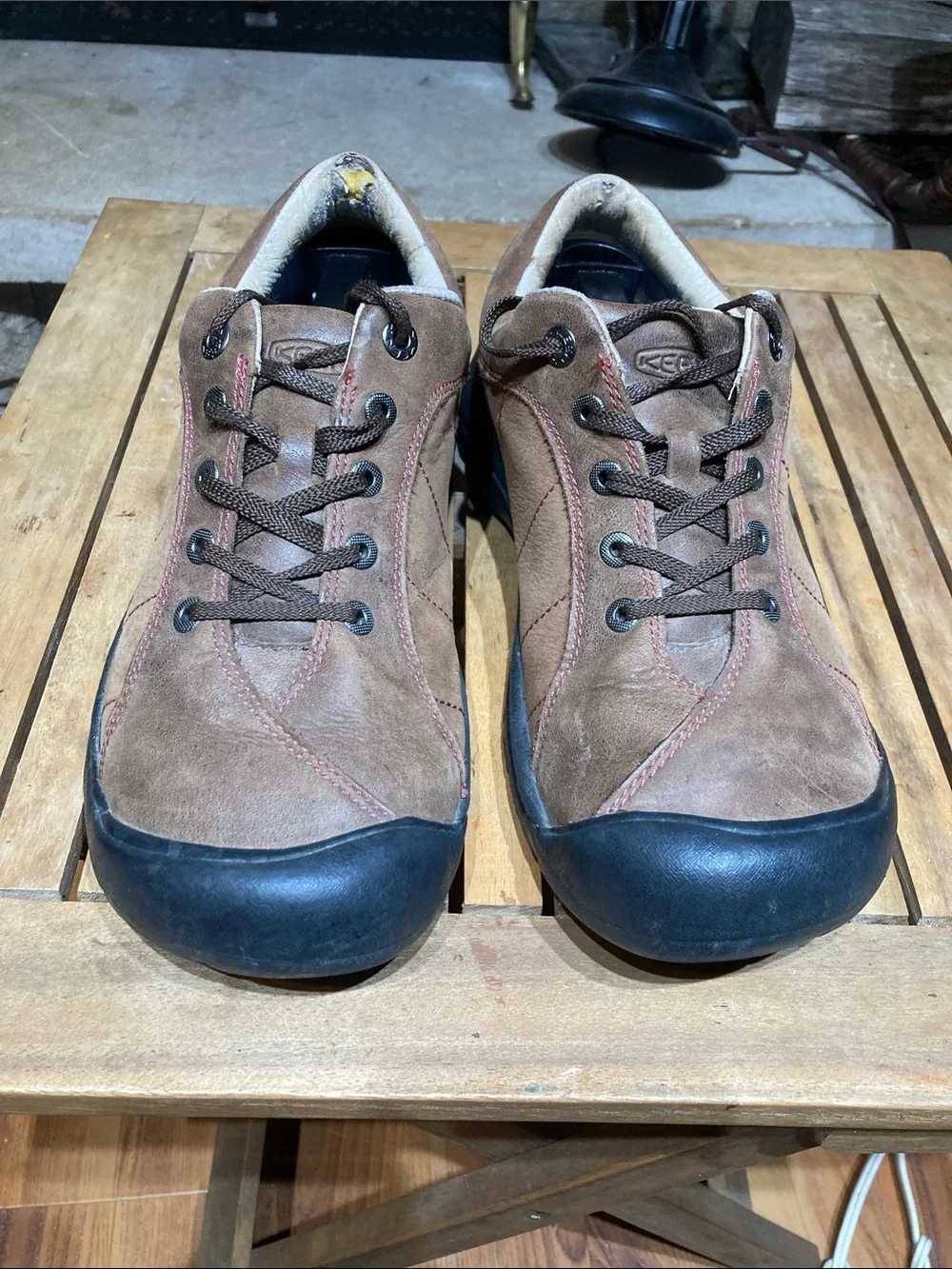 Keen Presidio Shoes Womens Size 10.5 Brown Leather Comfort Walking Sneakers